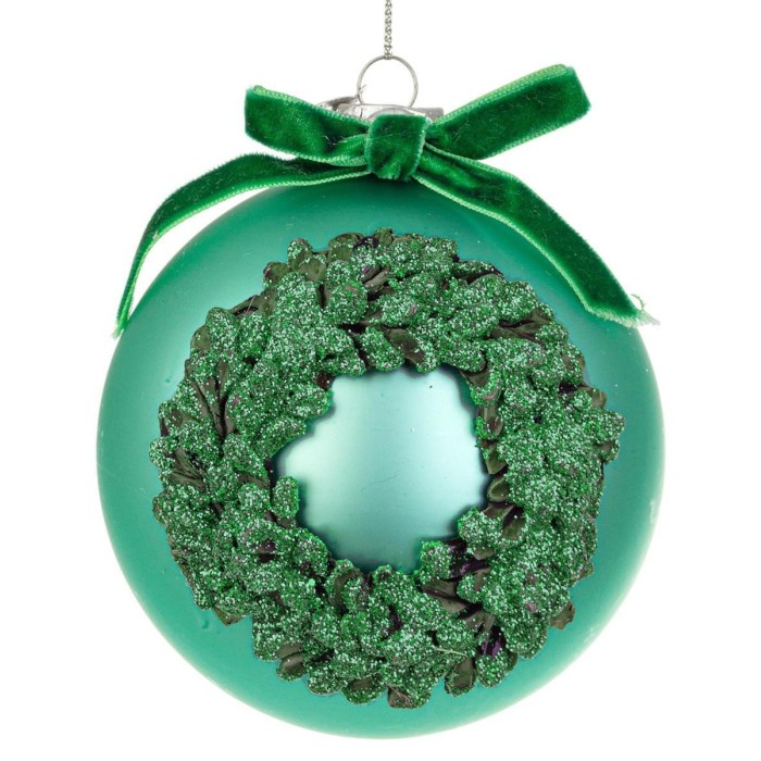 SFERA VETRO CORONA VERDE D100